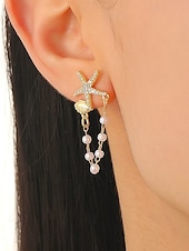 cheap Women&#039;s Earring-Women&#039;s Starfish Pearl Chain Drop Earrings – Beach-Inspired Summer Jewelry, Elegant Nautical Style for Parties, Vacations &amp; Daily Wear