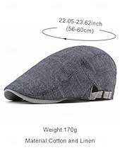 preiswerte Herrenhüte-Verstellbare Schiebermütze aus Leinen für Herren, leichte, atmungsaktive Zeitungsjungenmütze mit Streifendetail, Vintage-Ivy-Cap-Stil für Freizeitausflüge und den Alltag