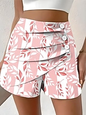cheap Graphic Shorts-Women&#039;s Chinos Shorts Vacation Vintage Ethnic Style Short Medium Waist Pleated Vacation Street Daily Pinky Amethyst Robin&#039;s Egg Blue Green Summer Spring Regular Fit