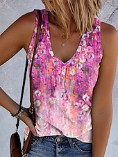preiswerte Boho Tank Top-Damen Camisole-Tanktop Blumen Grafik Vintage Stilvoll Ethnisch Ärmellos Ärmellos V Ausschnitt Normale Oberteile Täglich Druck Blau Purpur Grün Sommer Frühling