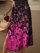 cheap Floral Dress-Women&#039;s Maxi Dress Casual Dress Sundress A Line Dress Elegant Vacation Casual Beach Regular Fit Ombre Floral Graphic Short Sleeve V Neck Magenta Red Blue Purple Summer Spring