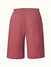 お買い得  ショーツ-女性用 チノパン バミューダショーツ 旅行度假风 ファッション ベーシック 膝丈 ハイウエスト 平織り ポケット 弾性ウエストバンド 快適 ソフト マイクロエラスティック アウトドア ストリート アーミーグリーン 海軍 ブラック ホワイト 夏 春 レギュラー