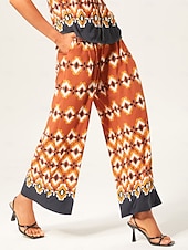 economico Pantaloni-Per donna Femminile Culotte Gamba Larga Lunghezza intera Elegante Bohemien Vacanza Casuale Arancione Estate XS S M