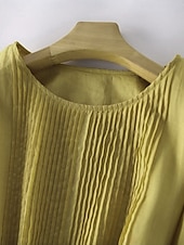 cheap Design Cotton &amp; Linen Dresses-Women&#039;s Maxi Dress Cotton Linen Dresses Casual Dress Swing Dress Cotton Maxi Dress Basic Casual Vacation Daily Regular Fit Plain 3/4 Length Sleeve Crew Neck Yellow Pink Summer
