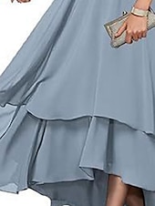 abordables Longueur du thé-Ligne A Robe de Mère de Mariée  Élégant Simple Col Bateau Asymétrique Polyester Demi Manches avec Couleur Unie 2025