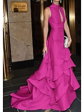 preiswerte BLAU-Blaues Meerjungfrau-/Trumpet-Galakleid Roter Teppich Kleid Formelles Kleid Hochzeitskleid Gericht Bahn Mock Neck Satin mit Rüschen Verdeckt Knöpfe