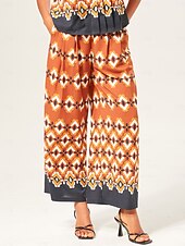 economico Pantaloni-Per donna Femminile Culotte Gamba Larga Lunghezza intera Elegante Bohemien Vacanza Casuale Arancione Estate XS S M