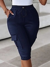 Dam Cargo-shorts Capribyxor Mode Streetwear Vadlängd Naturlig Solid färg Ficka Elastisk midja Bekväm Microelastisk Sport & Utomhus Dagliga kläder Vin Svart Rodnande Rosa Armégrön Sommar Vår Normal billiga lastbyxor för kvinnor-Dam Cargo-shorts Capribyxor Mode Streetwear Vadlängd Naturlig Solid färg Ficka Elastisk midja Bekväm Microelastisk Sport & Utomhus Dagliga kläder Vin Svart Rodnande Rosa Armégrön Sommar Vår Normal