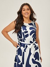 abordables Robes décontractées-Femmes Robe Décontractée Robe Ample Noir Blanche Sans manches Motif Floral Imprimé Ample Printemps &amp; Été Tour Décontracté Quotidien Occasionnel Vacances S M L