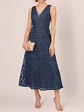 economico Lunghezza del tè-Abito da sposa a trapezio, elegante, semplice e minimalista, con scollo a V, lunghezza al pavimento, in pizzo, tulle, senza maniche, con applicazioni ricamate a nastro, 2025