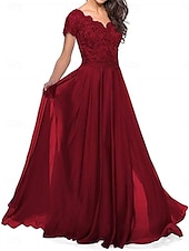 preiswerte Bodenlänge-A-Linie Brautmutterkleid Elegant Herzförmiger Ausschnitt Bodenlang Polyester Kurzarm mit Falten 2025