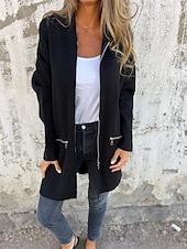 cheap Hoodie Jacket-Women&#039;s Casual Jacket Hoodie Jacket Breathable Comfortable Zipper Pocket Casual Plain Vacation Street Daily Wear Going out Zipper Regular Hooded Regular Fit Long Sleeve Outerwear Black Red Blue