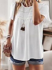ieftine Topuri simple pentru femei-Pentru femei Bluză Buline Modern Casual Manșon scurt Stil Nautic Topuri obișnuite Zilnic Concediu Ieșire Peteci Alb Roz Îmbujorat Albastru Deschis Vară