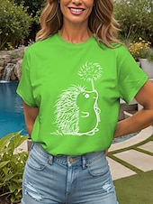 abordables T-shirt Animaux-Femmes T-shirt Graphique Animal ancien Élégant Classique Manche Courte Col ras du cou Col rond Hauts Réguliers Quotidien Week-end Imprimé Noir Blanche Rose Claire Rouge Bleu Été Printemps