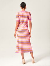 cheap Skirts-Orange Knitted Stretch Color Block Skirt