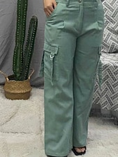 baratos calças cargo femininas-Women's Cargo Pants Fashion Streetwear Full Length Natural Plain Pocket Comfy Outdoor Comfortable Outdoor Vacation Holiday Dark Grey Green Fall Regular Fit