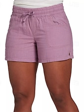 baratos Shorts-Mulheres Calção Roupa de rua Casual Curto Cintura Média Tecido Com Cordão Cintura elástica Respirabilidade Macio Micro-Elástica Férias Rua Roupa Diária Preto Amarelo Vermelho Fúcsia Verão Normal