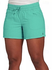 baratos Shorts-Mulheres Calção Roupa de rua Casual Curto Cintura Média Tecido Com Cordão Cintura elástica Respirabilidade Macio Micro-Elástica Férias Rua Roupa Diária Preto Amarelo Vermelho Fúcsia Verão Normal