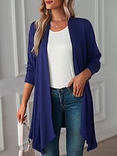 cheap Coats &amp; Trench Coats-Women&#039;s Casual Jacket Breathable Comfortable Oversized Casual Plain Vacation Street Casual Daily Wear Open Front Long Collarless Regular Fit 3/4 Length Sleeve Outerwear White Pink Wine Summer Spring