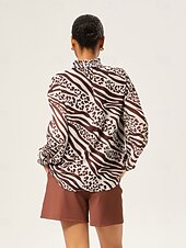 abordables Chemises et blouses-pull à manches longues froncées à imprimé animal