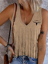 ieftine Top tip boho-Pentru femei Camisole Tank Top Grafic Boemia Epocă Stilat Fără manșon Fără mâneci În V Crop Tops Zilnic Imprimeu Negru Galben Roșu-aprins Albastru piscină Trifoi Vară Primăvară