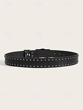 abordables Accessoires d&#039;Halloween-Ceinture en cuir cloutée pour homme avec motif squelette et os croisés, style gothique vintage pour les fêtes d&#039;Halloween, la mode punk et les vêtements décontractés