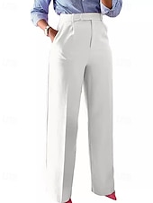 economico gamba larga e vita alta-Per donna Pantaloni Eleganti Gamba larga Streetwear Casual Lunghezza intera Naturale Semplice Tasca Elastico in vita Comodo All&#039;aperto Confortevole All&#039;aperto Vacanza Abbigliamento casual alla moda