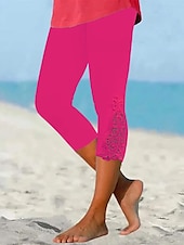 economico Leggings semplici-Per donna Pantaloni capri Leggings Streetwear Casual Lunghezza al polpaccio Naturale Semplice Pizzo Patchwork Elastico in vita Comodo All&#039;aperto Confortevole All&#039;aperto Vacanza Casual Quotidiano