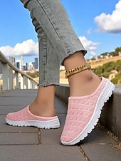 billige Sneakers til kvinner-Rosa nettingsko til dame – lette, pustende mullesneakers for utendørs trening, bypendling og uformelle reiser