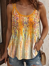 ieftine top floral fără mâneci-Pentru femei Camisole Tank Top Ombre Floral Grafic Epocă Stilat Fără manșon Scoateți gâtul Topuri obișnuite Zilnic Concediu Imprimeu Galben Roșu-aprins Albastru piscină Mov Trifoi Vară Primăvară