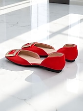 tanie Buty na płaskim obcasie damskie-damskie czarne lakierowane baleriny ze złotą klamrą, elegancki kwadratowy nosek, buty wsuwane do biura i na co dzień