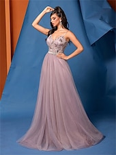 baratos Rosa-Linha A vestidos de quinceanera Elegante Vestido Formal Casamento Longo Sem Manga Com Alças Finas Tule Sem parte Traseira com Pregas 2025