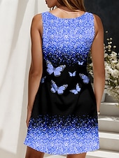 ieftine Animale rochii-Pentru femei Rochie Mini Rochie de Vară Rochie A line Rochie cu umeri Vacanță Casual Zilnic Concediu Plajă Fit regulat Ombre Grafic Fluture Fără manșon Stil Nautic Alb Galben Roz Îmbujorat Roșu-aprins