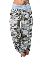 economico gamba larga e vita alta-Per donna Pantaloni Pantaloni Palazzo Moda Boho Lunghezza intera Misura del girovita medio Stampa Mimetico Elastico in vita Comodo Confortevole Micro-elastico Streetwear Abbigliamento quotidiano