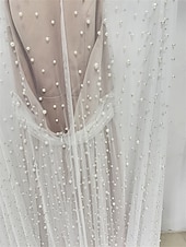 baratos BRANCO-Vestidos de quinceanera em A-line vestido elegante casamento convidada de casamento comprimento do chão mangas longas gola alta tule costas nuas com pregas