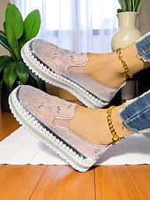 abordables Baskets femme-Baskets à plateforme en maille strass pour femmes - Chaussures décontractées respirantes et scintillantes avec semelle épaisse pour les rendez-vous quotidiens et les sorties élégantes