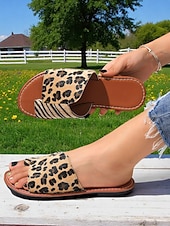 preiswerte Lässige Sandalen-Damen-Sandalen mit Animalprint und Zebra- und Leoparden-Patch-Design für Sommerpicknicks, den Garten und den Urlaub im Resort