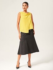 economico Bluse e camicie-camicetta senza maniche con collo a cappuccio giallo chiaro