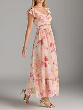baratos Vestidos para Madrinhas-Vestido de Madrinha em A Decote V Sem Mangas Elegante Comprimento do Tornozelo Chiffon com Pregas  Rendas  Pregas