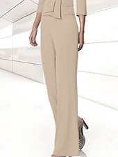 cheap Mom&#039;s Pant Suits-Pantsuit Mother of the Bride Wedding Guest Elegant Stretch Chiffon Floor Length Free Custom Size 2025