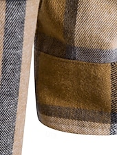 baratos Casacos &amp; Sobretudos para Homem-Homens jaqueta leve Jaqueta de Camisa Jaqueta casual Cabana Férias Diário Respirável Bolsos Primavera Outono Xadrez Moda Clássico Com Capuz Padrão Preto Vermelho Azul cáqui Casaco