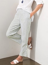economico Pantaloni-Per donna Chinos Vacanza Casual Lunghezza intera Vita Alta A righe Tasca Fascia Elastica Stampa Comodo Morbido Confortevole Micro-elastico All&#039;aperto Streetwear Esercito verde Nero Rosa Blu Estate
