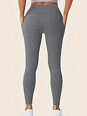 baratos Leggings lisas-Mulheres Leggings Shorts Abotoado Roupa de rua Casual Mimolet Cintura Alta Tecido Cintura elástica Respirabilidade Com Stretch Férias Esportes Roupa Diária Vinho Preto Azul Marinha Cinzento Claro