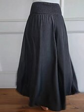 economico gamba larga e vita alta-Per donna Gamba larga Pantaloni Eleganti Streetwear Casual Lunghezza intera Naturale Semplice Tasca Elastico in vita Comodo All&#039;aperto Confortevole All&#039;aperto Abbigliamento quotidiano Nero grigio Blu
