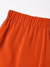 baratos Conjuntos de duas peças-conjunto de calças largas com gola alta laranja