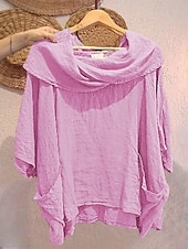 preiswerte Hemden-Damen Bluse Einfarbig Elegant Lässig Halbarm Rundausschnitt Normale Oberteile Täglich Ferien Schwarz Weiß Rosa Rote Blau Sommer Herbst