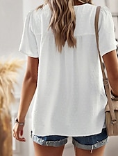 ieftine Topuri simple pentru femei-Pentru femei Bluză Buline Modern Casual Manșon scurt Stil Nautic Topuri obișnuite Zilnic Concediu Ieșire Peteci Alb Roz Îmbujorat Albastru Deschis Vară
