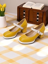 abordables Retro de los años 50-Tacones Mary Jane mod de los años 50 para mujer: zapatos retro de tacón grueso con punta redonda en azul y blanco con correa para atuendos vintage, fiestas de té o uso diario.