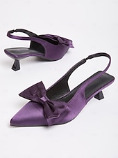 abordables Années 1950-Escarpins à bride arrière et bout pointu en satin violet pour femme – Chaussures élégantes de style vintage des années 1950 pour fêtes, mariages et occasions formelles