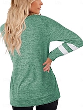 billiga Randig och geometrisk t-shirt-Dam T-shirt Randig Mode Stylish Modern Långärmad V-hals Vanliga toppar Dagligen Helgen Mönster Svart Blå Grön Kaki Sommar